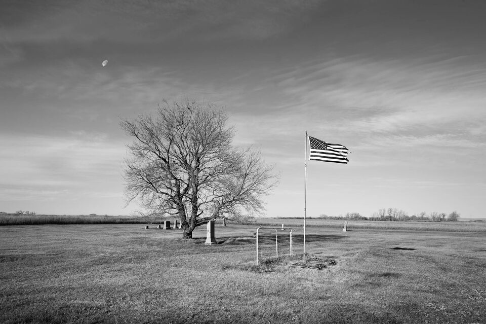 Rural Cemetery and Flag, North Dakota print