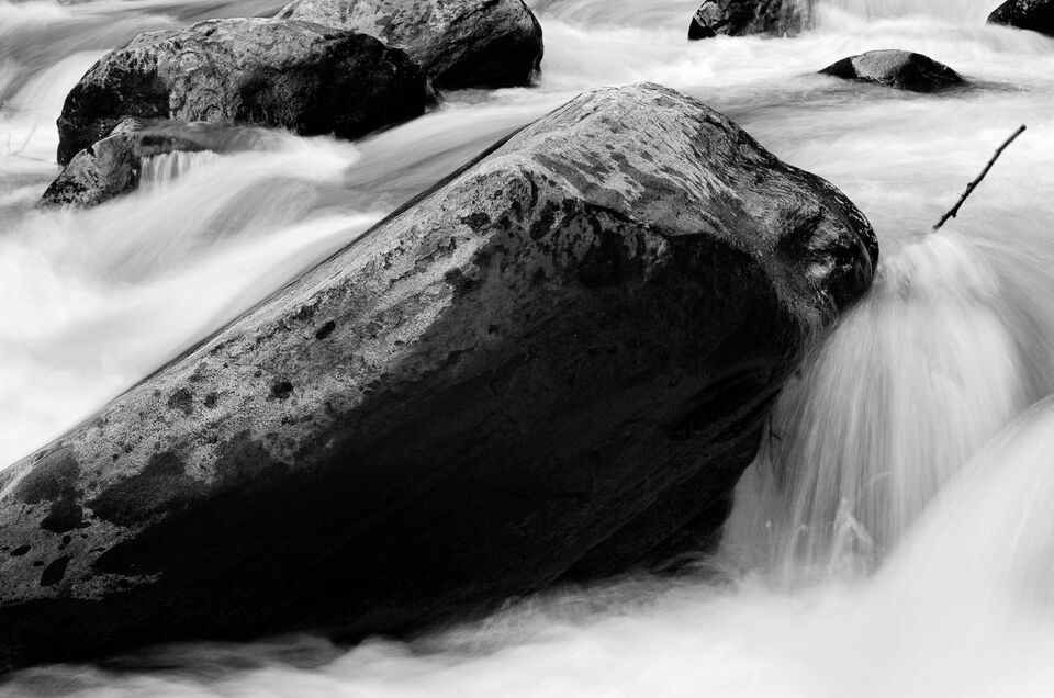 Seven Boulders in River print