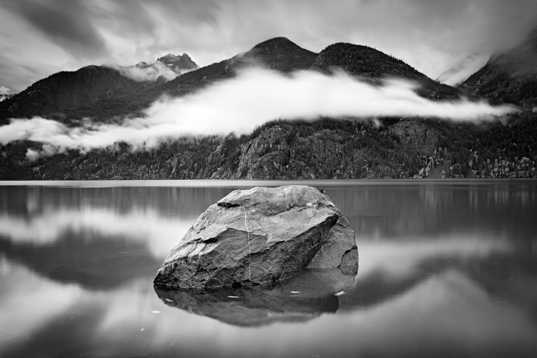 Boulder and Low Clouds, North Cascades National Park